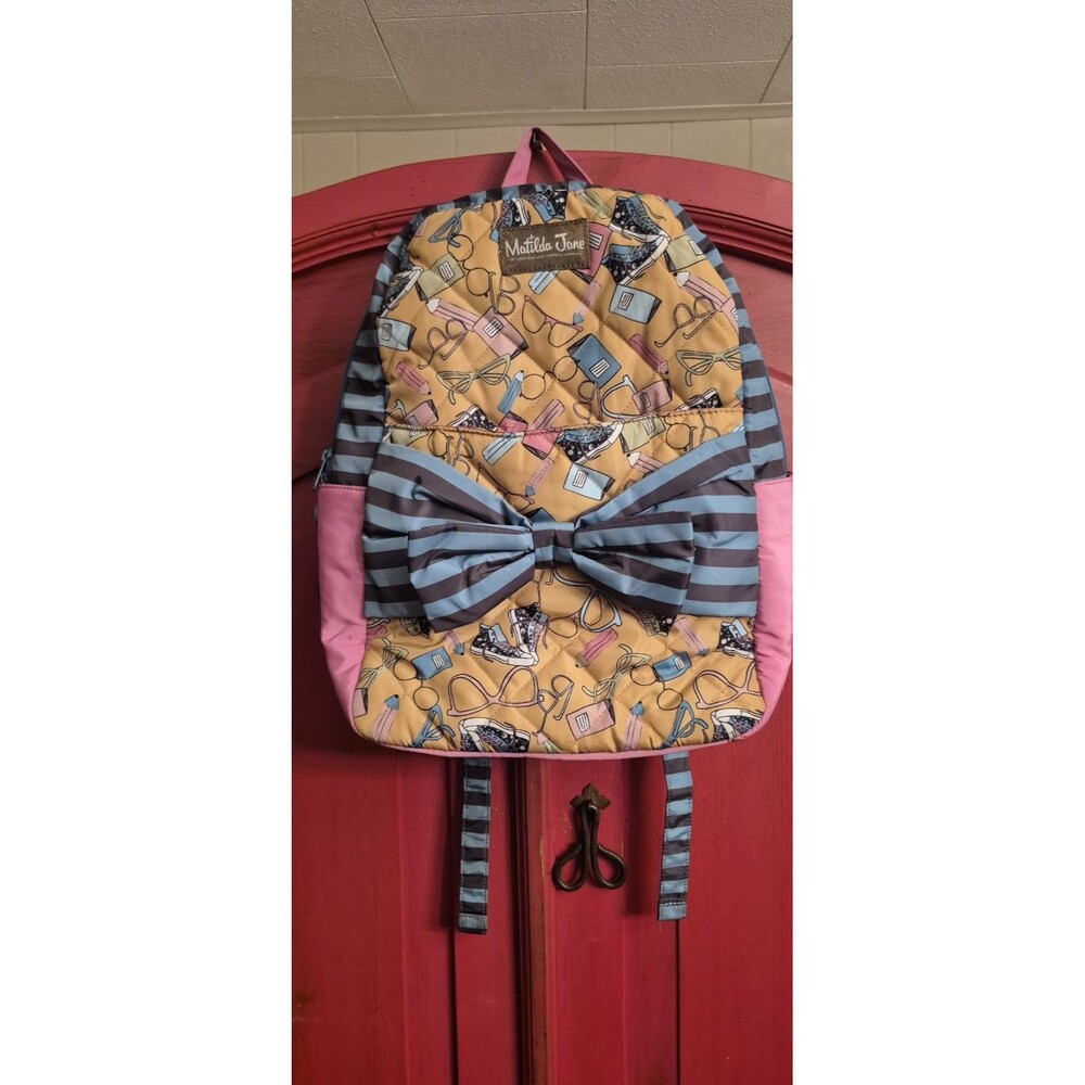 Matilda Jane Make The Grade Quilted Backpack Bow Multicolor 2018 School EUC